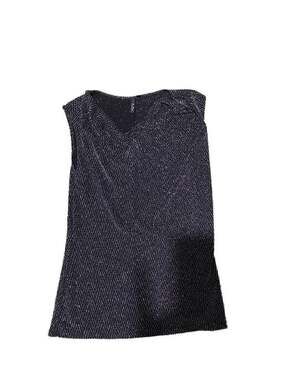 MIK Sleeveless Shimmer Metallic Tank Top Black Size M